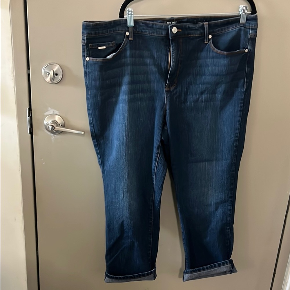 Pre-owned Nine West Cuffed Capri Women's Blue Jeans Size 20